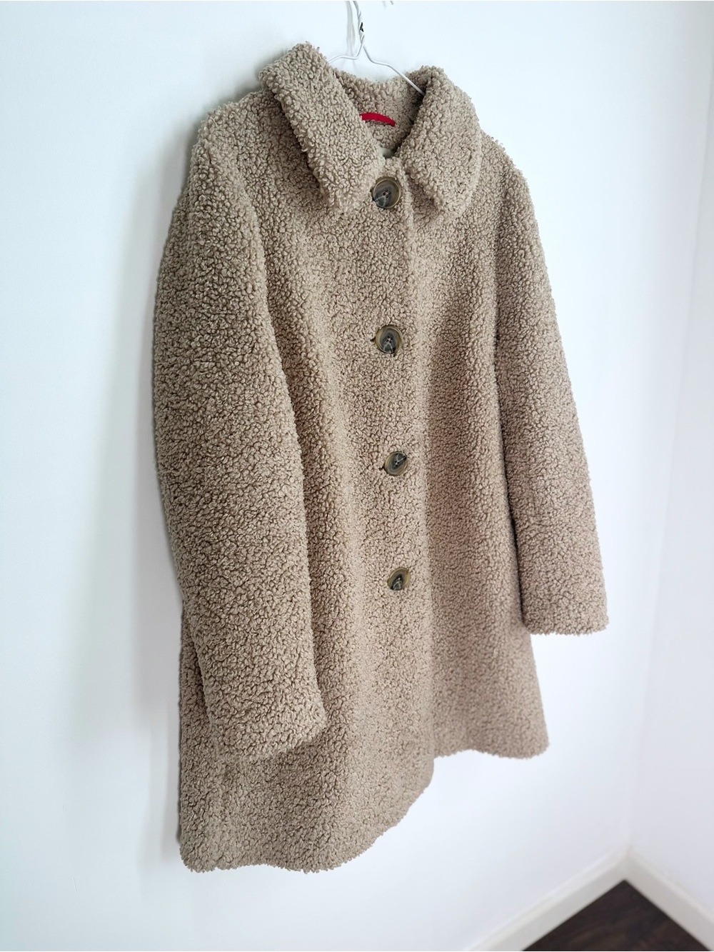 British Brand “Boden” Good Condition Teddy Bouclé Long Coat Women’s US 12 Beige